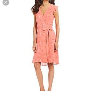 Halston cold shoulder wrap dress